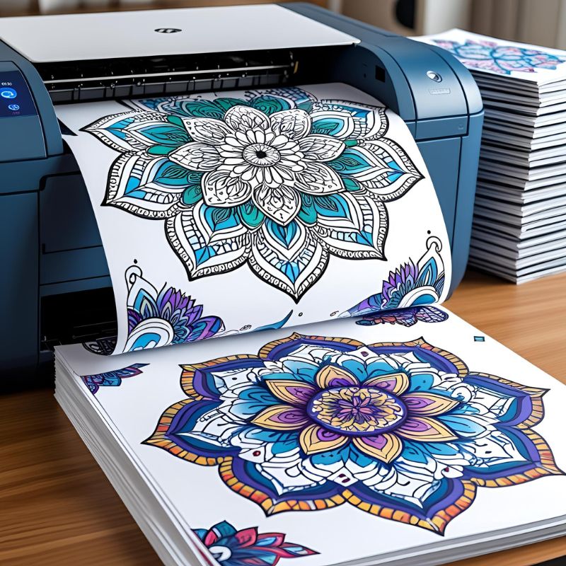 Printer producing a printable PDF mandala coloring page