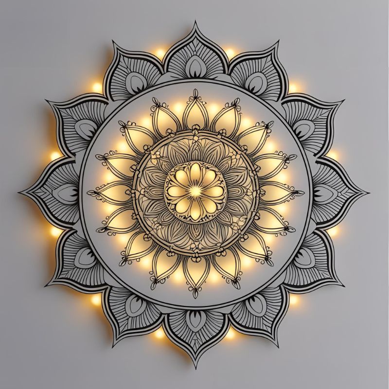 Black and white mandala pattern symbolizing meditation and mindfulness