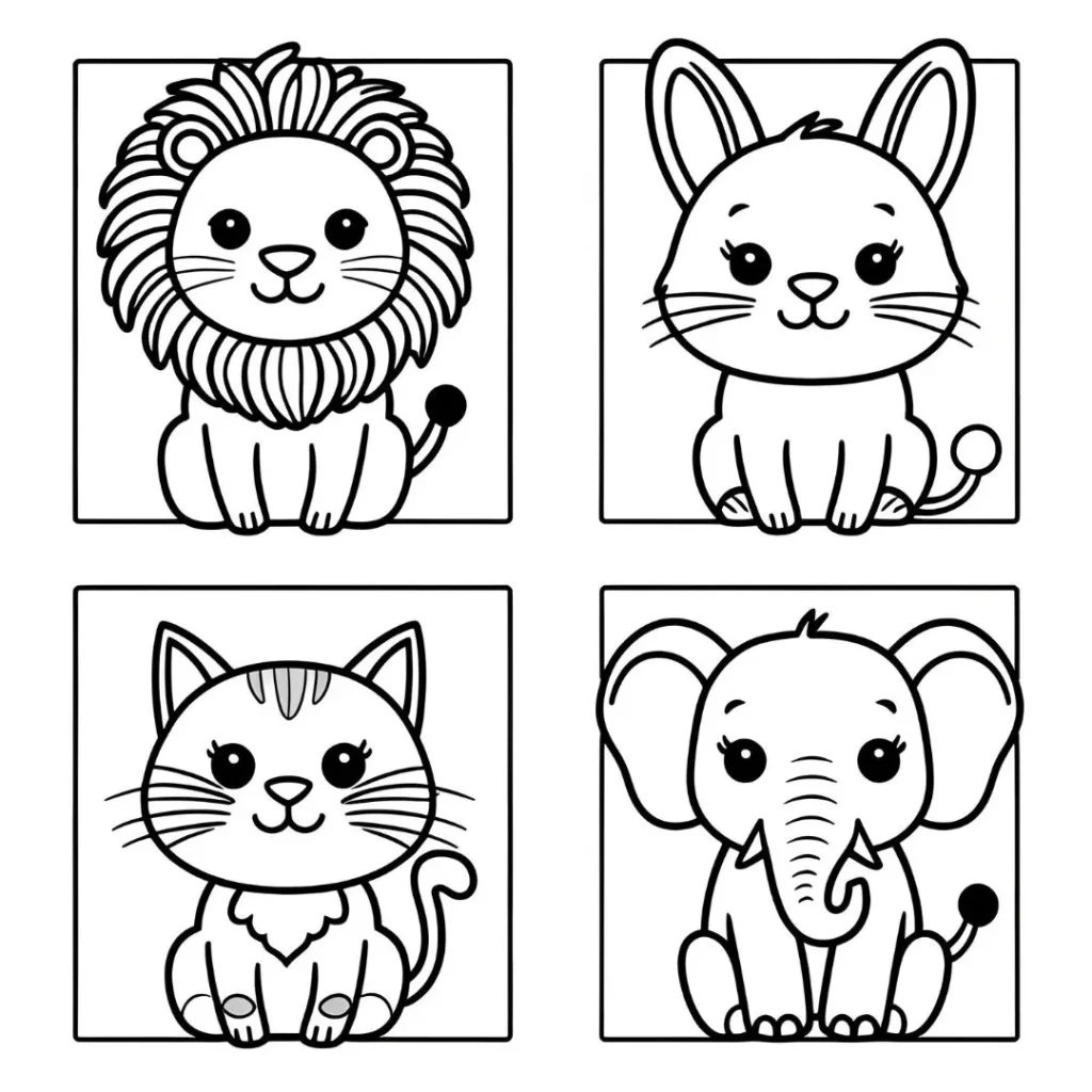 Easy Coloring Pages for Kids Animals
