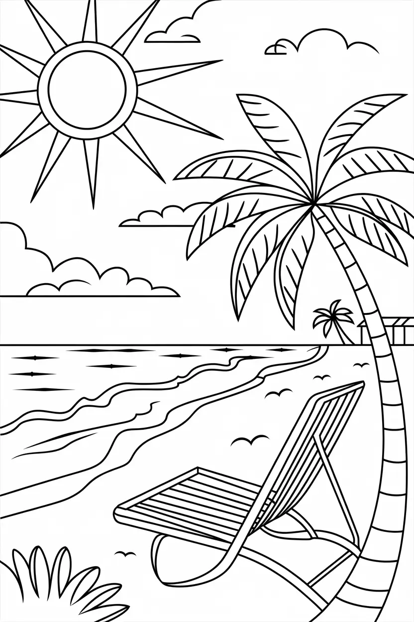 summer coloring pages for kids beach theme