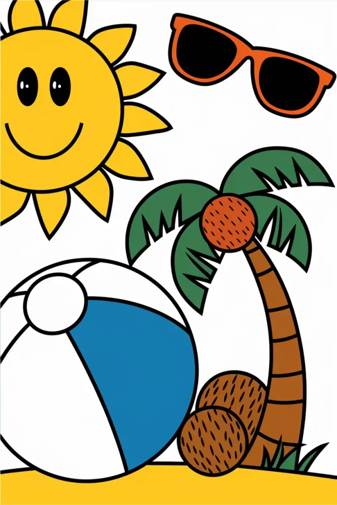 summer coloring pages easy