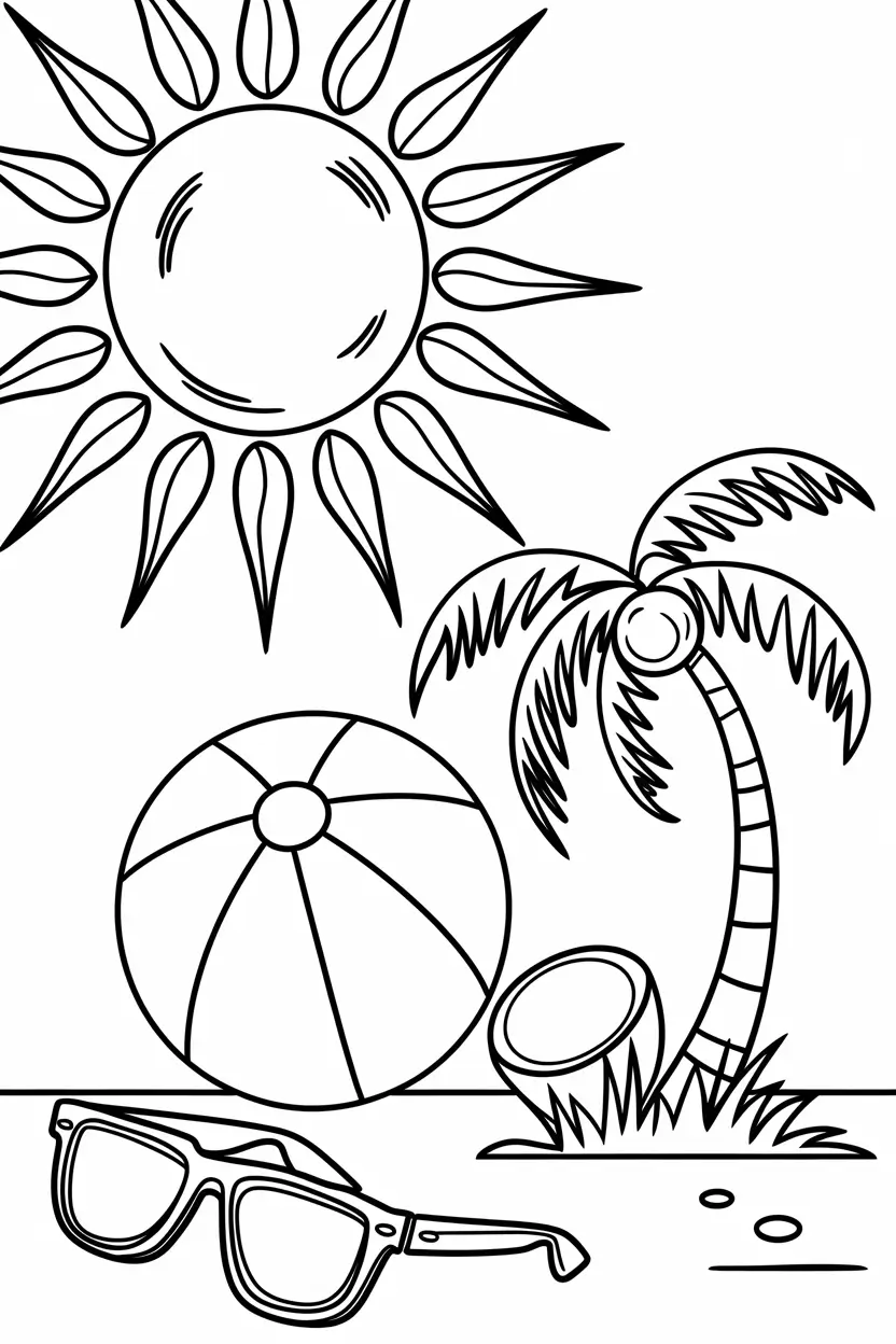 summer coloring pages for kids easy