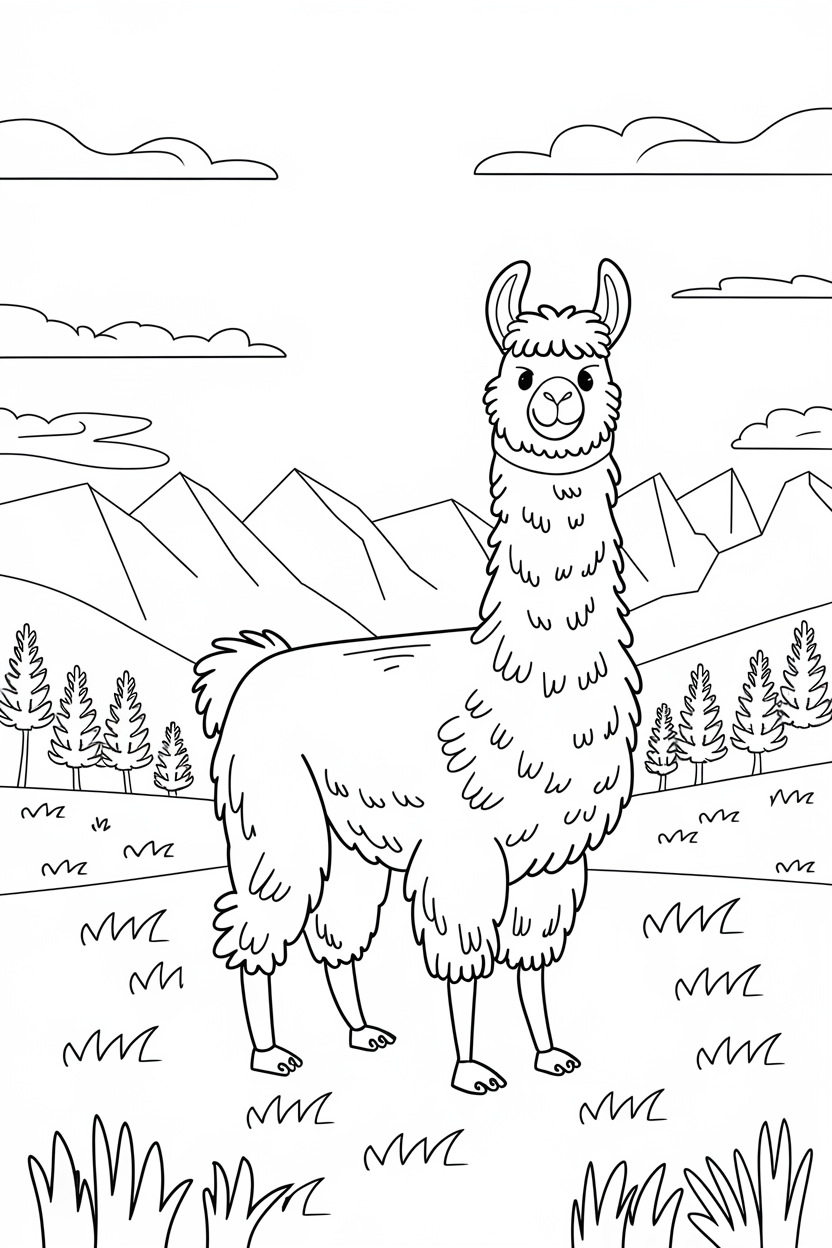 baby llama coloring page