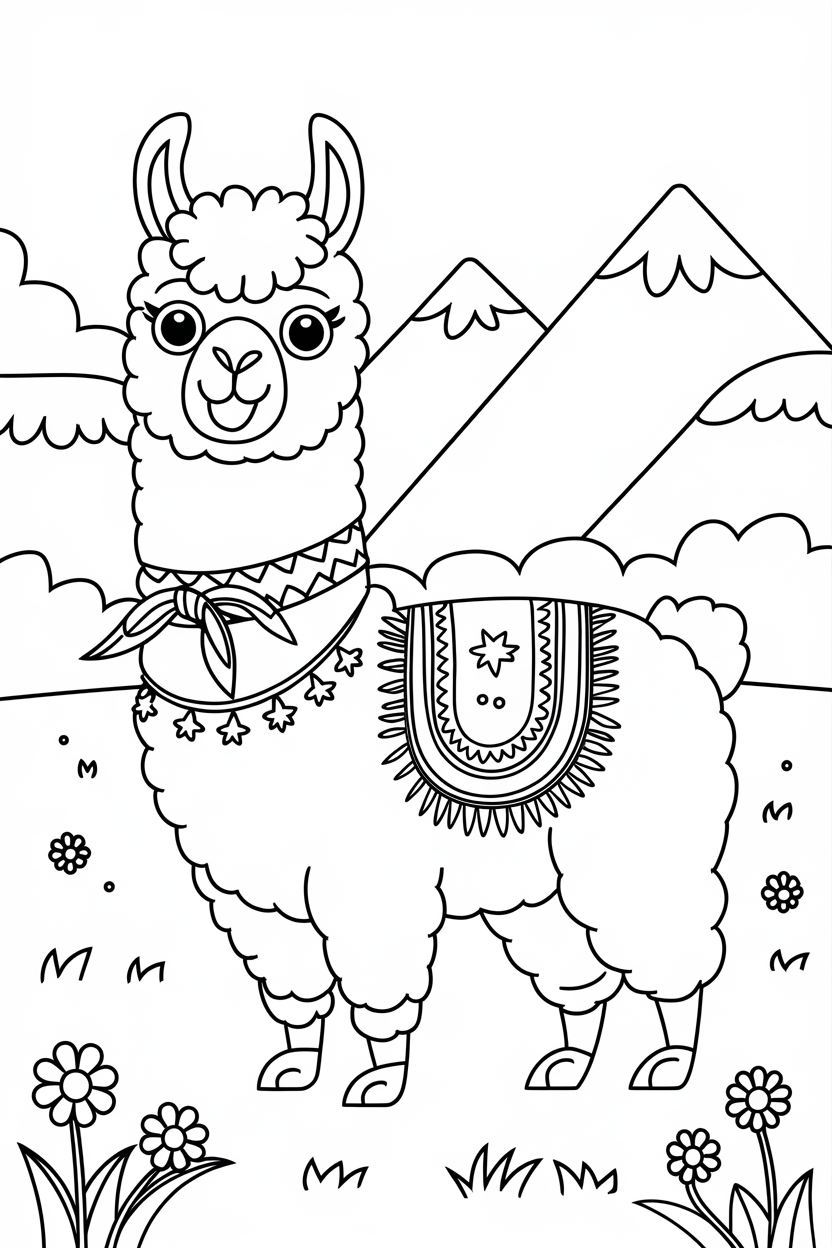 baby llama coloring page
