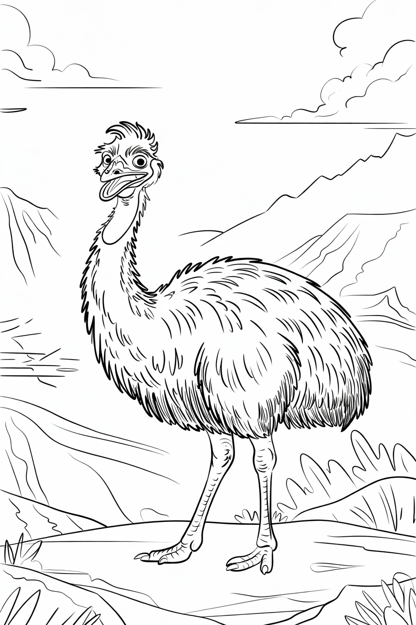 emu coloring page free