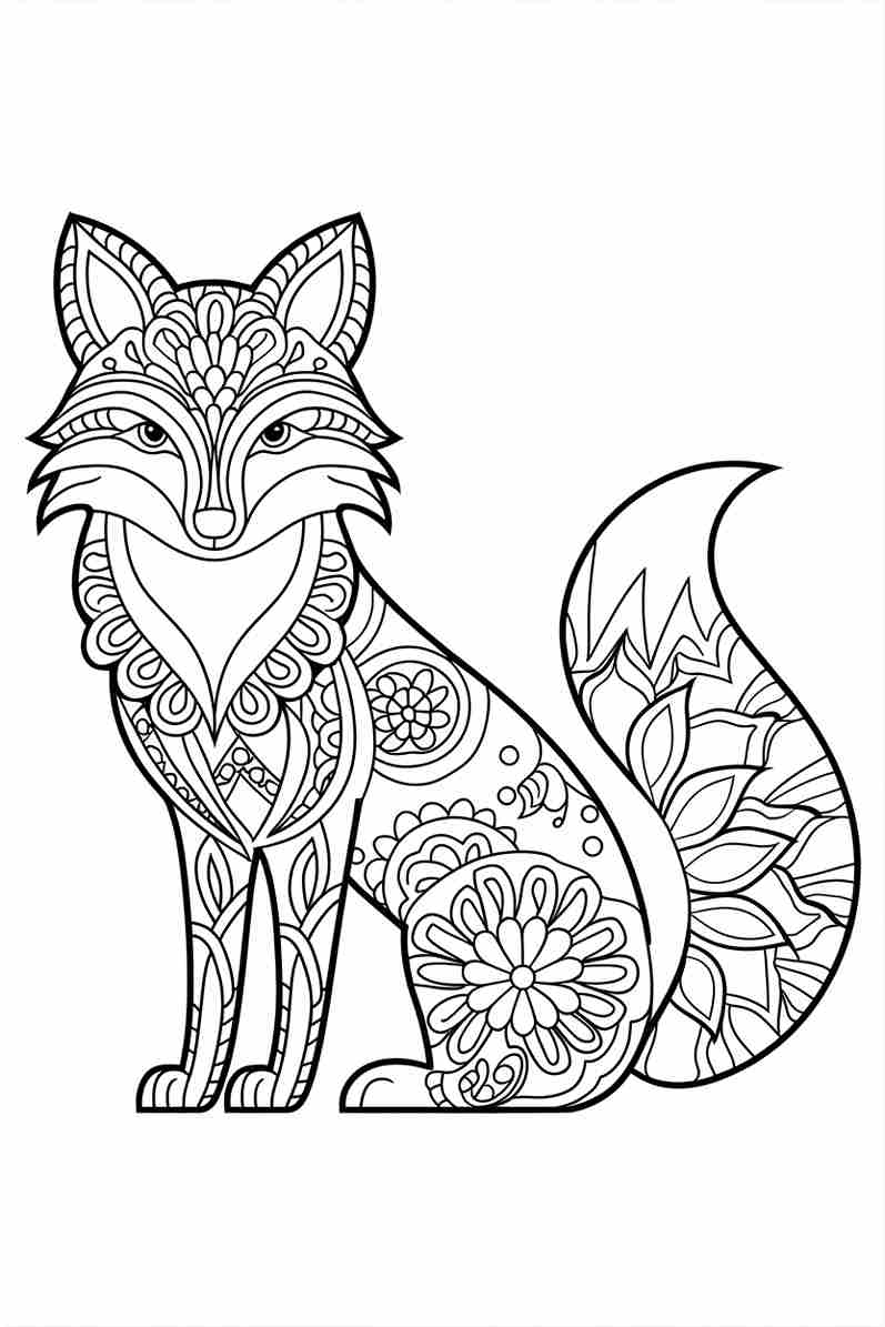 realistic fox coloring pages