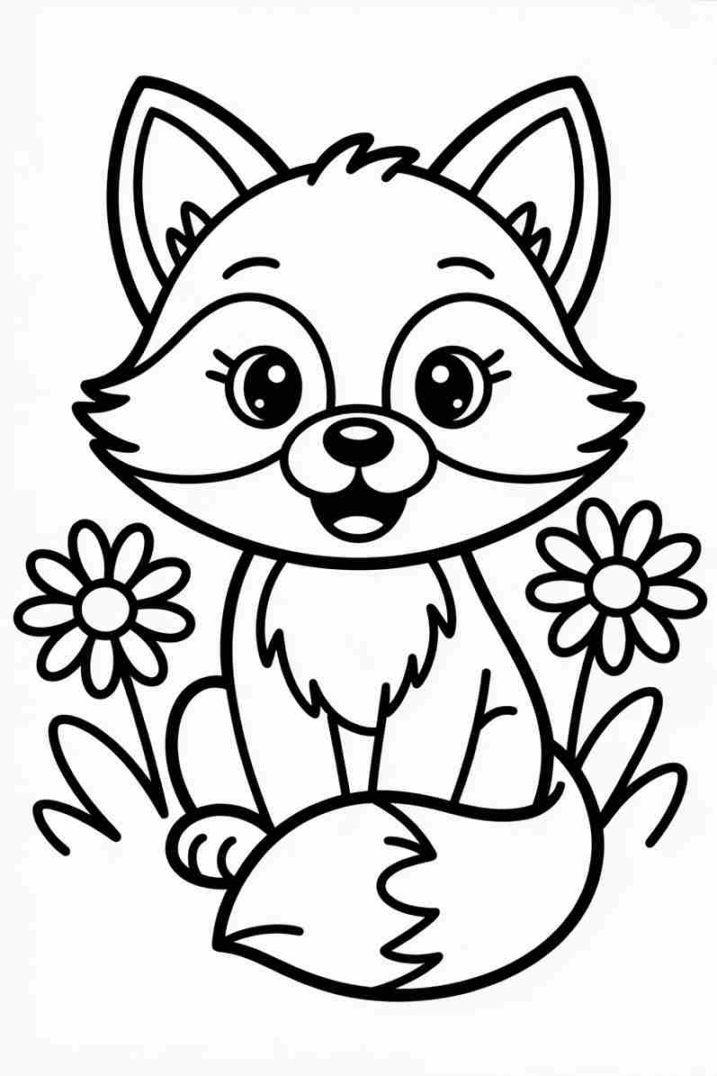 realistic fox coloring pages
