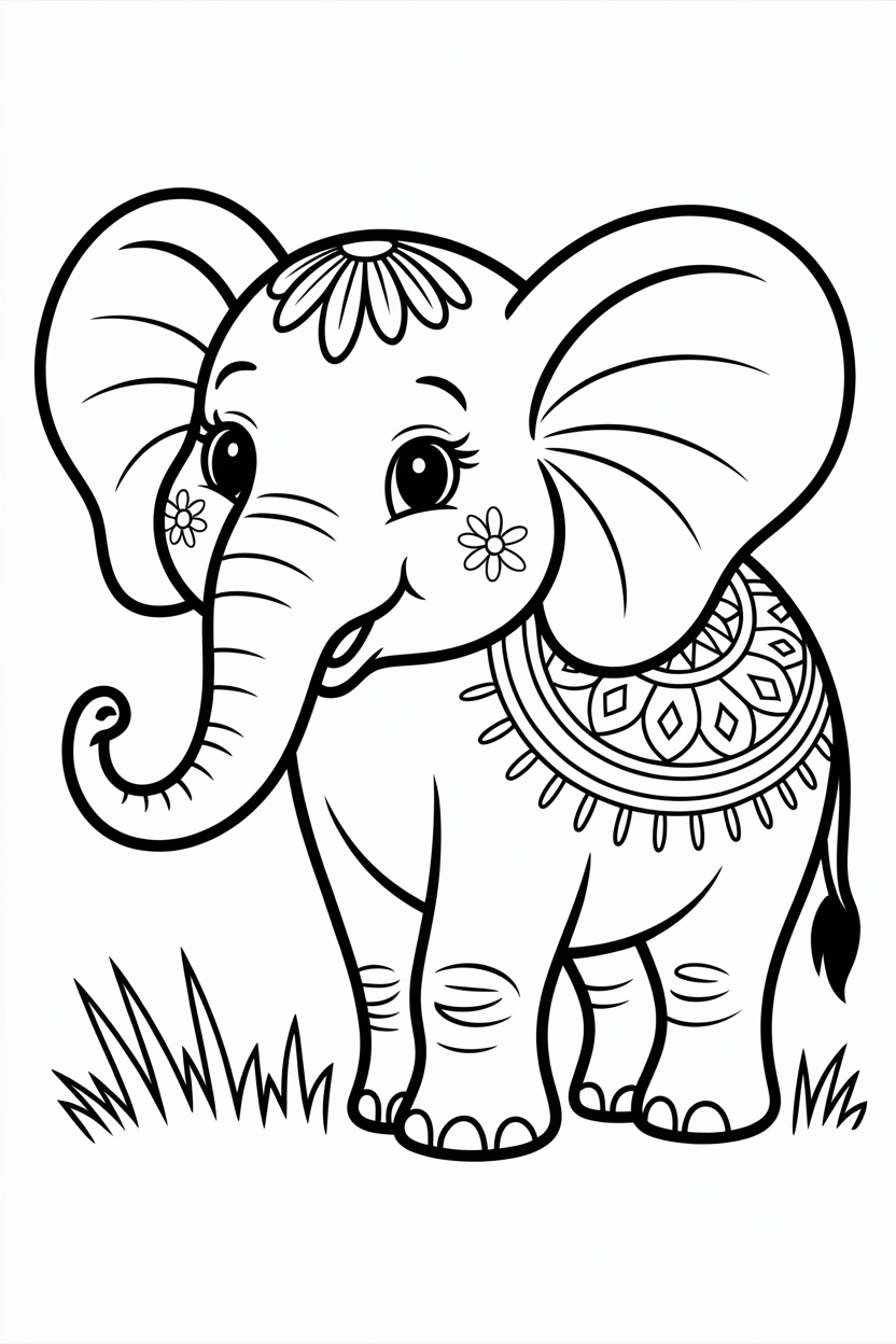 simple elephant coloring pages