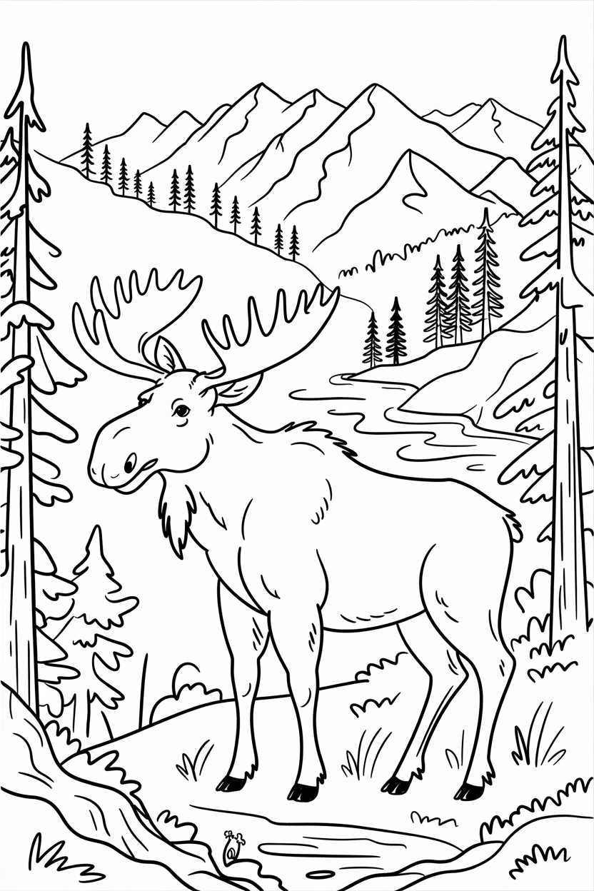 moose coloring pages for adults