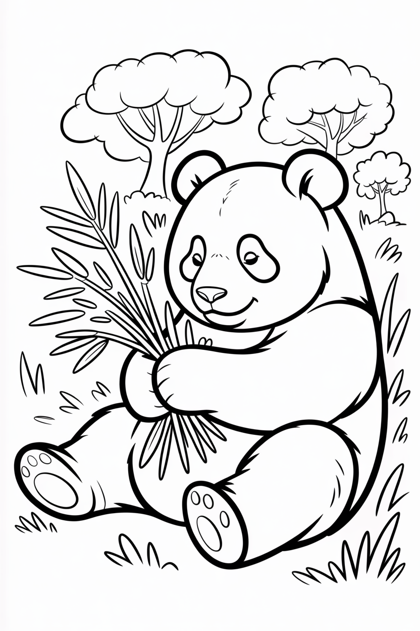 panda coloring pages kawaii