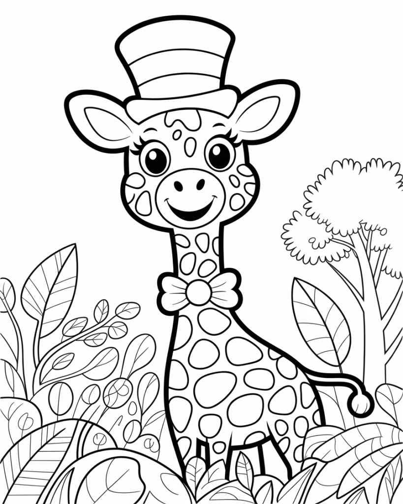 giraffe coloring pages easy