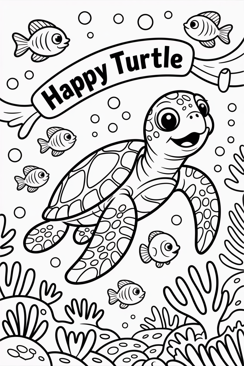 turtle coloring page for kids