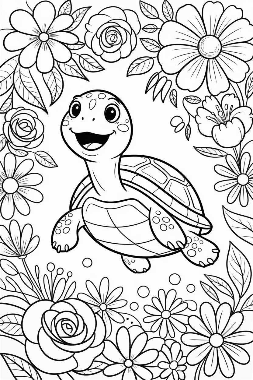 turtle coloring page for kids