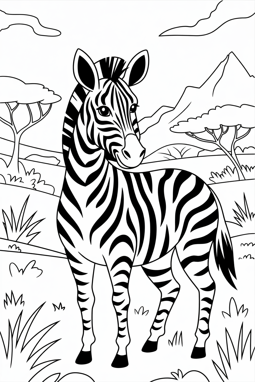 zebra printable coloring page
