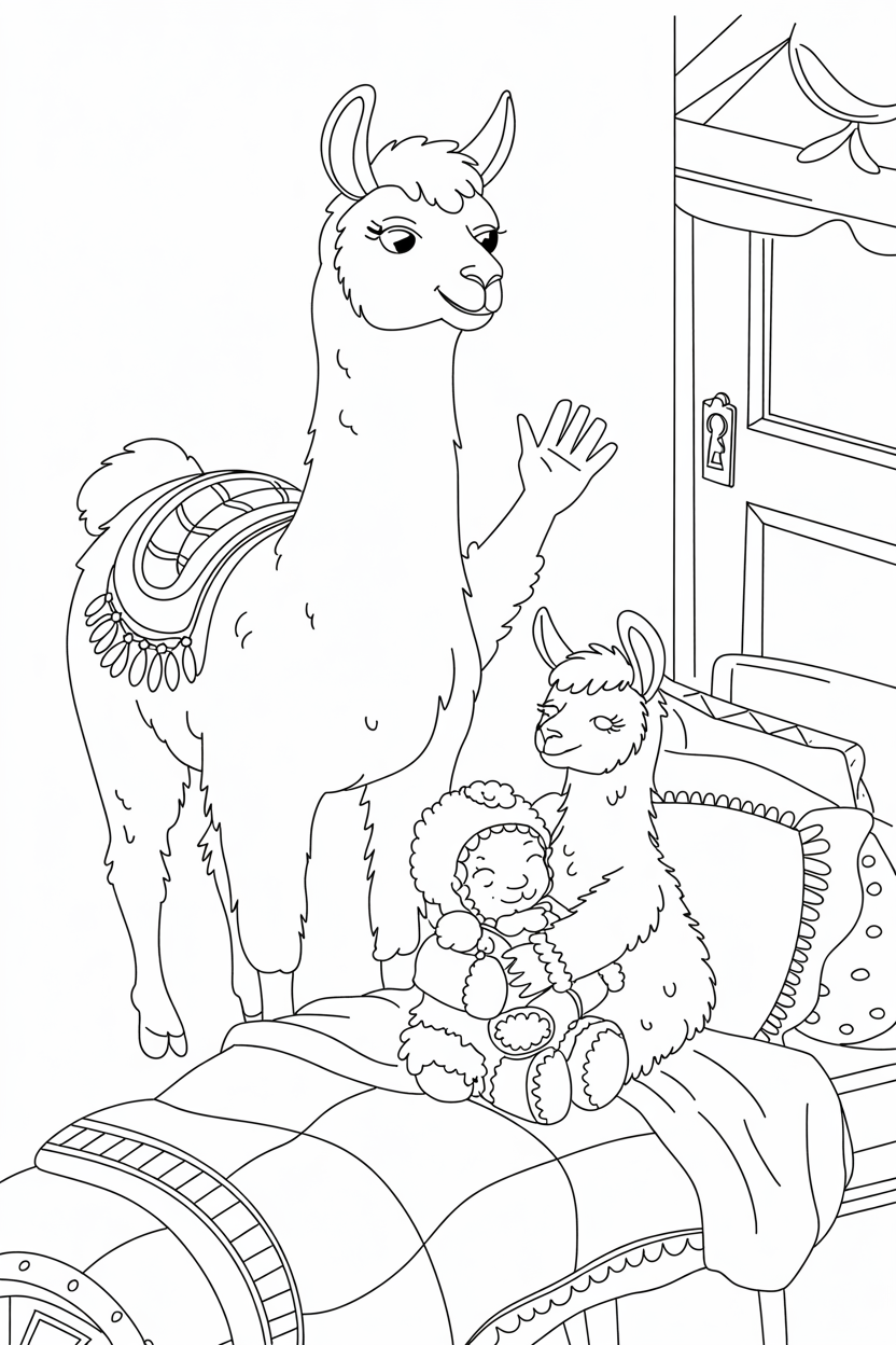 baby llama coloring page