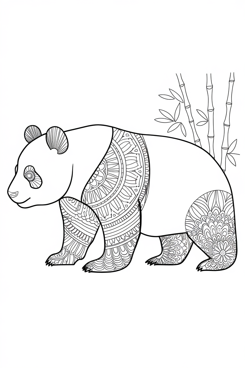 panda coloring pages kawaii