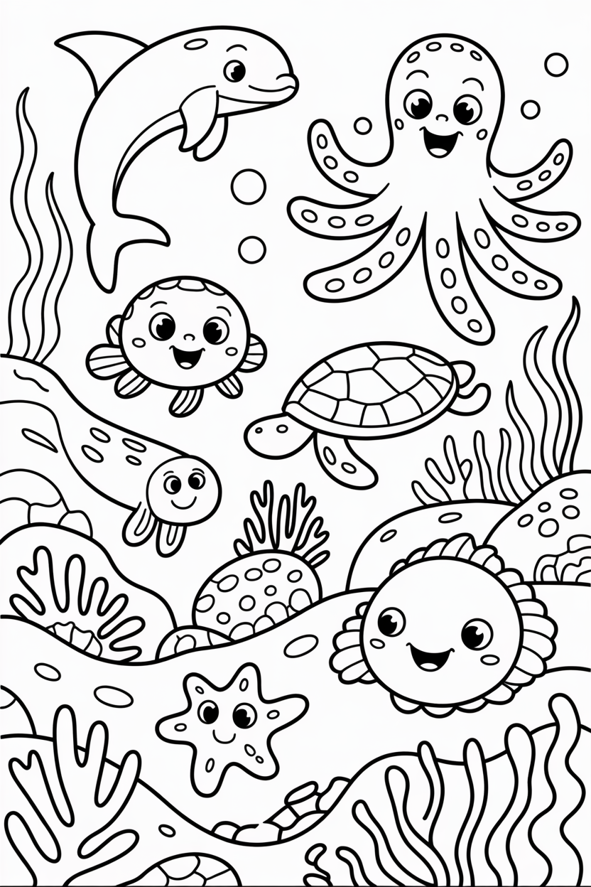 sea animal coloring pages for kids