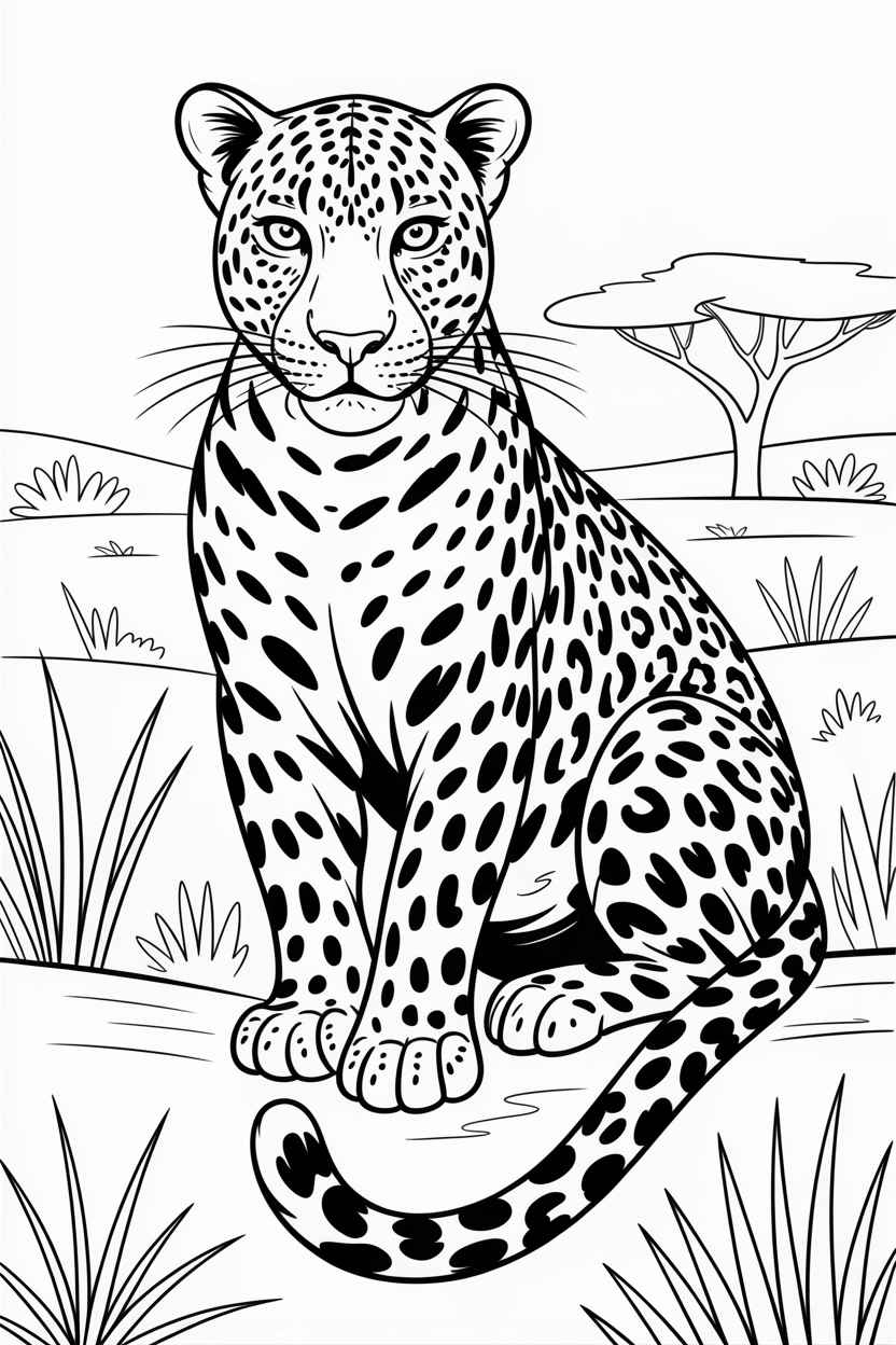 leopard coloring page free