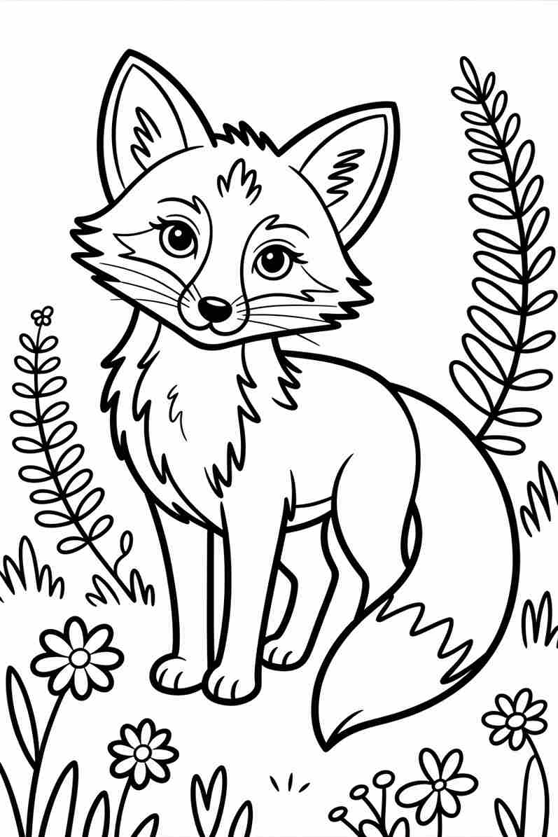 cute baby fox coloring pages