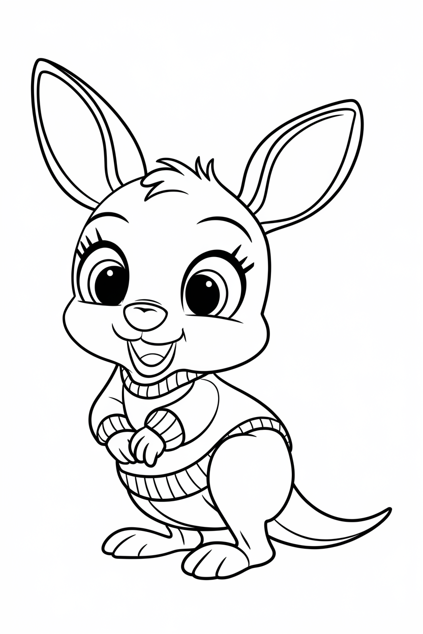kangaroo coloring page easy
