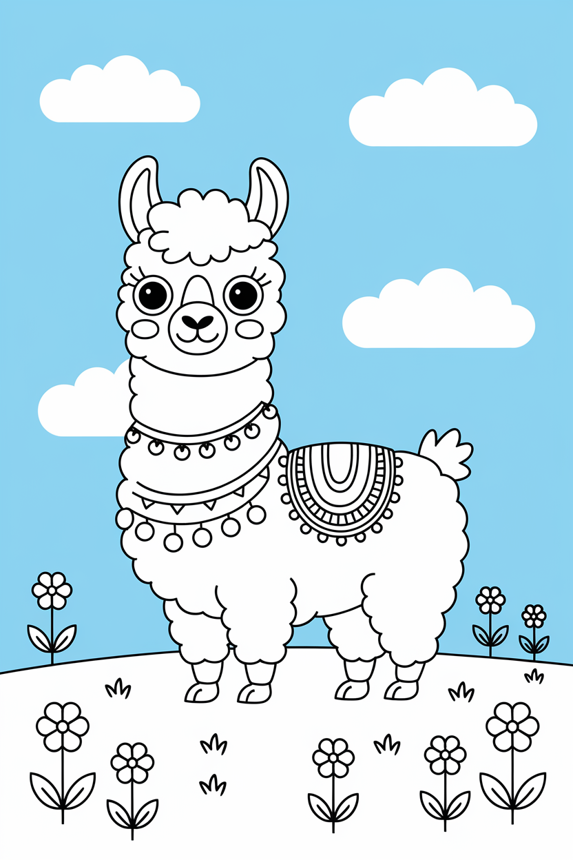 cute llama coloring pages