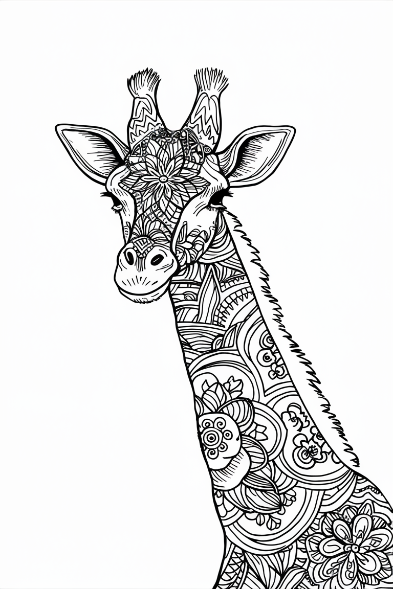 giraffe coloring pages printable adult