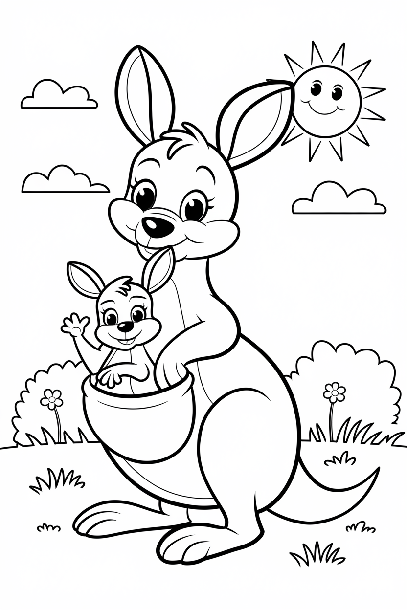 kangaroo coloring pages for kids