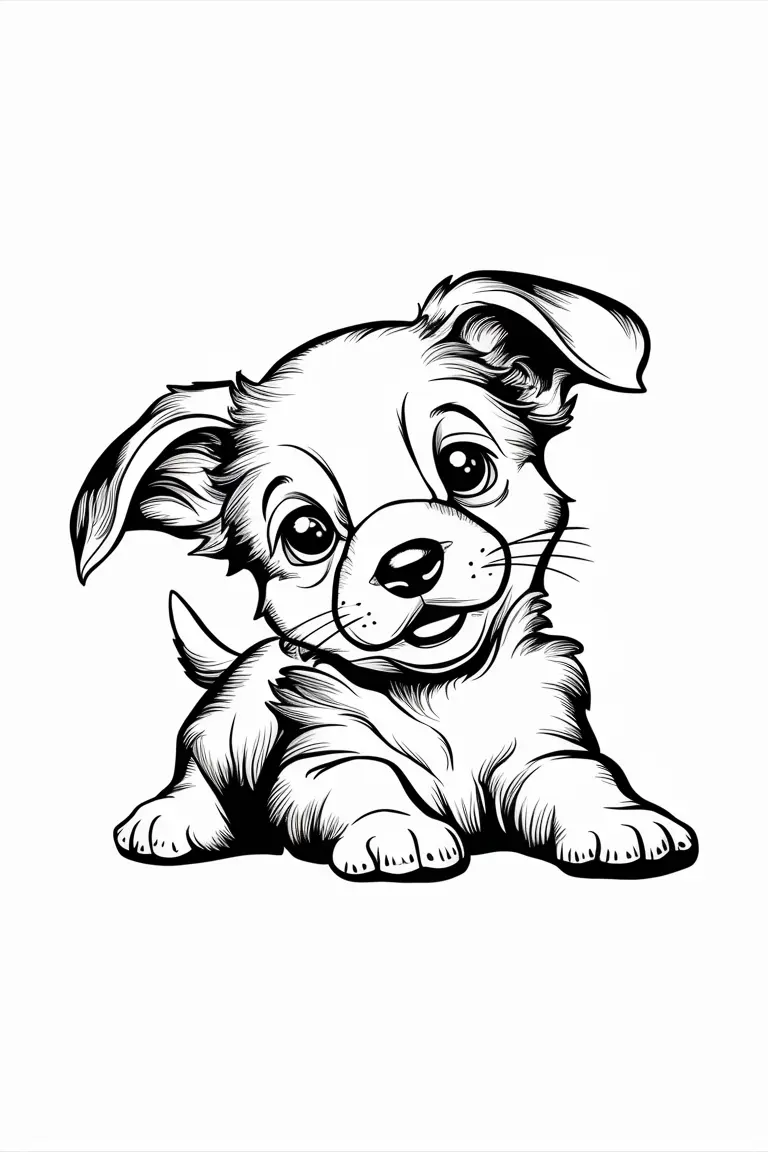puppy coloring pages easy