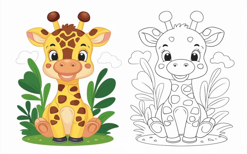 giraffe coloring pages easy