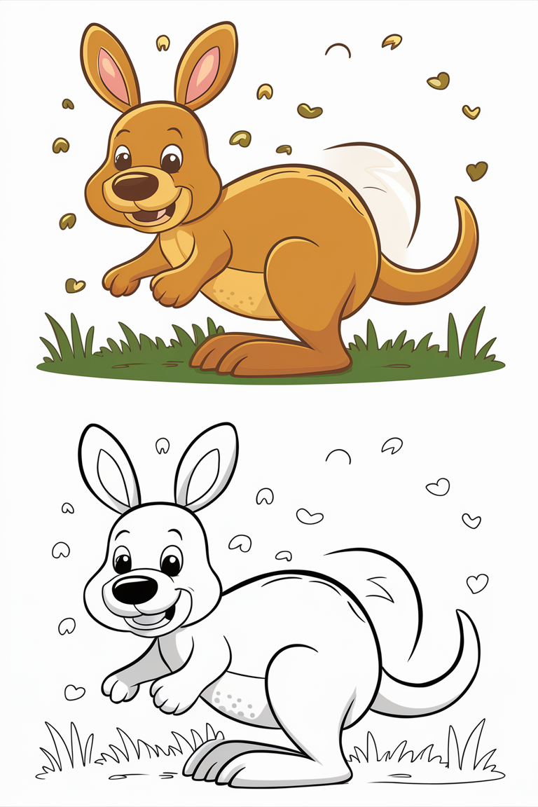 kangaroo coloring page easy