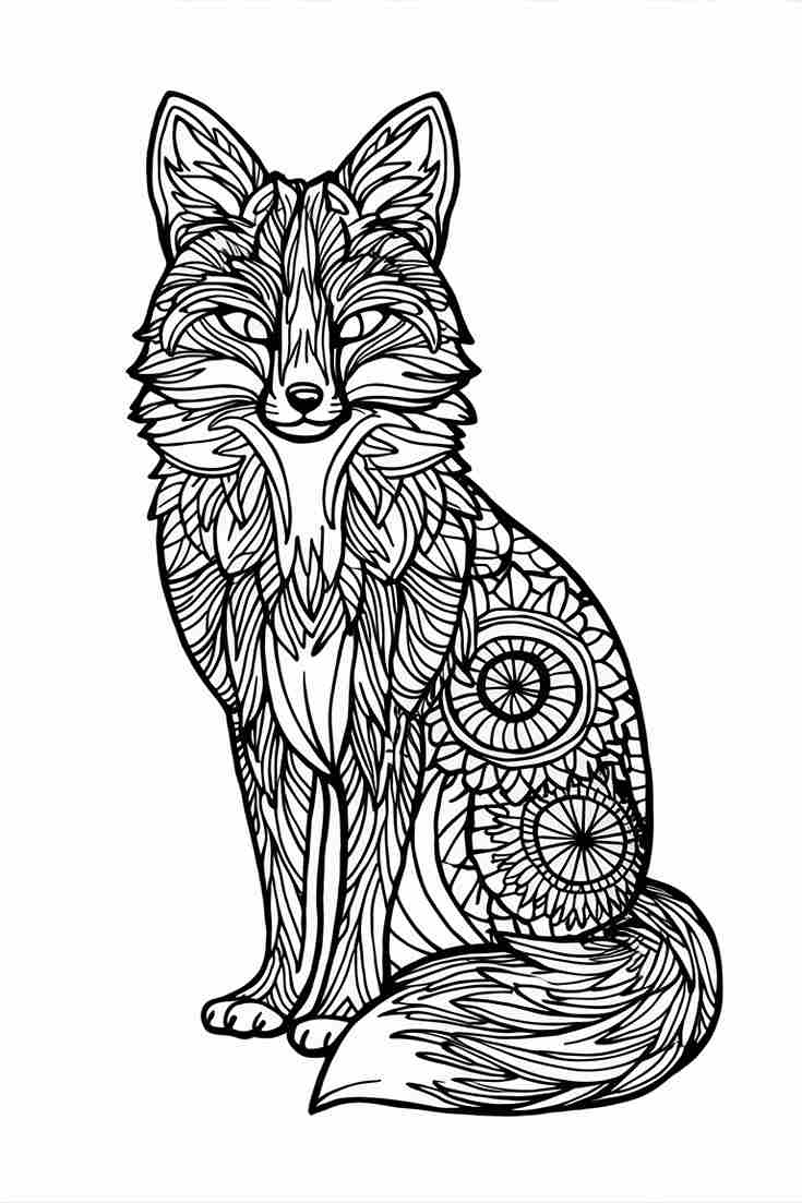 realistic fox coloring pages