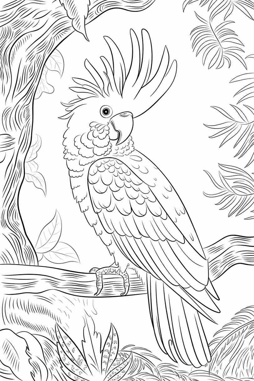realistic cockatoo coloring page