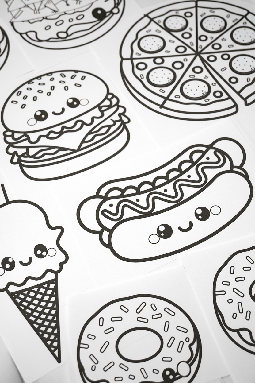 free printable coloring pages for kids cute food