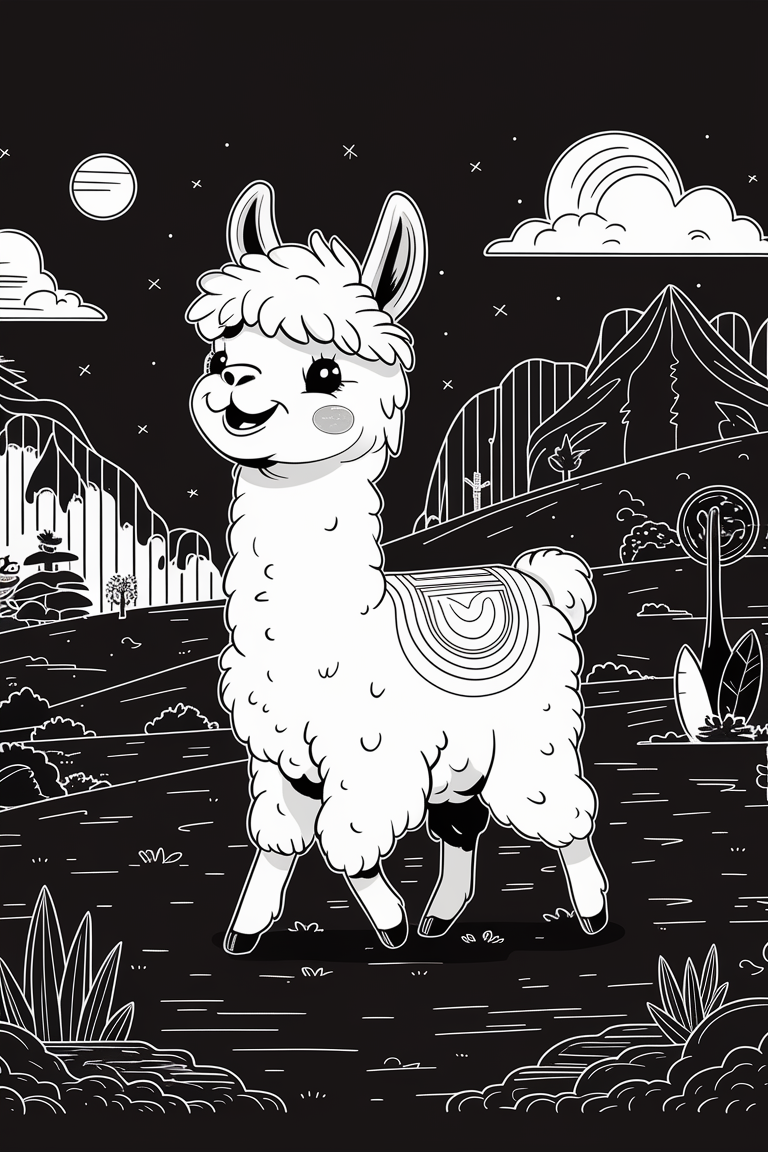 Ilama coloring pages for adults