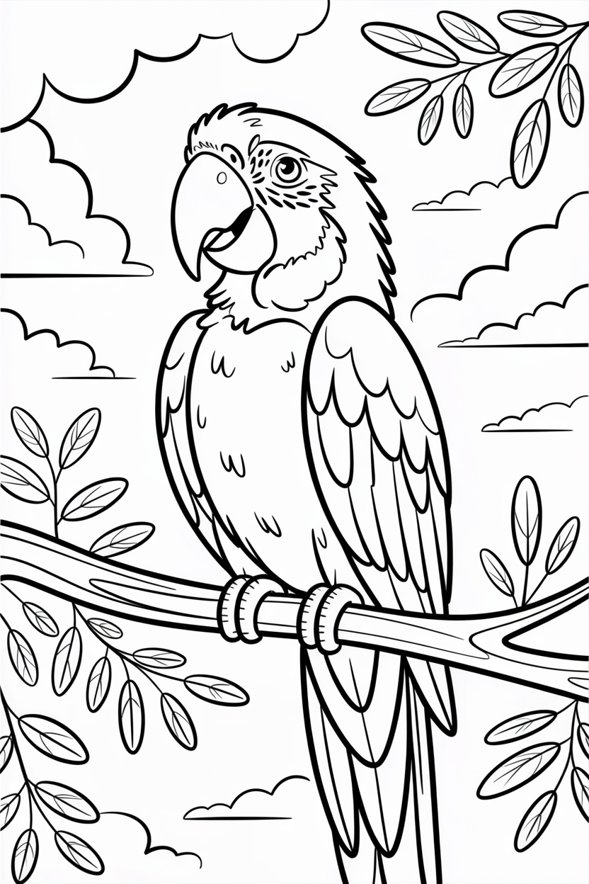 macaw bird coloring page
