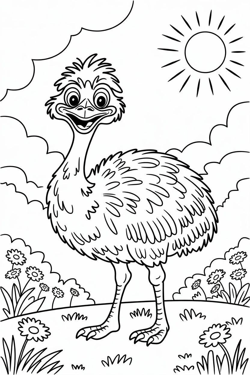 emu coloring page to print