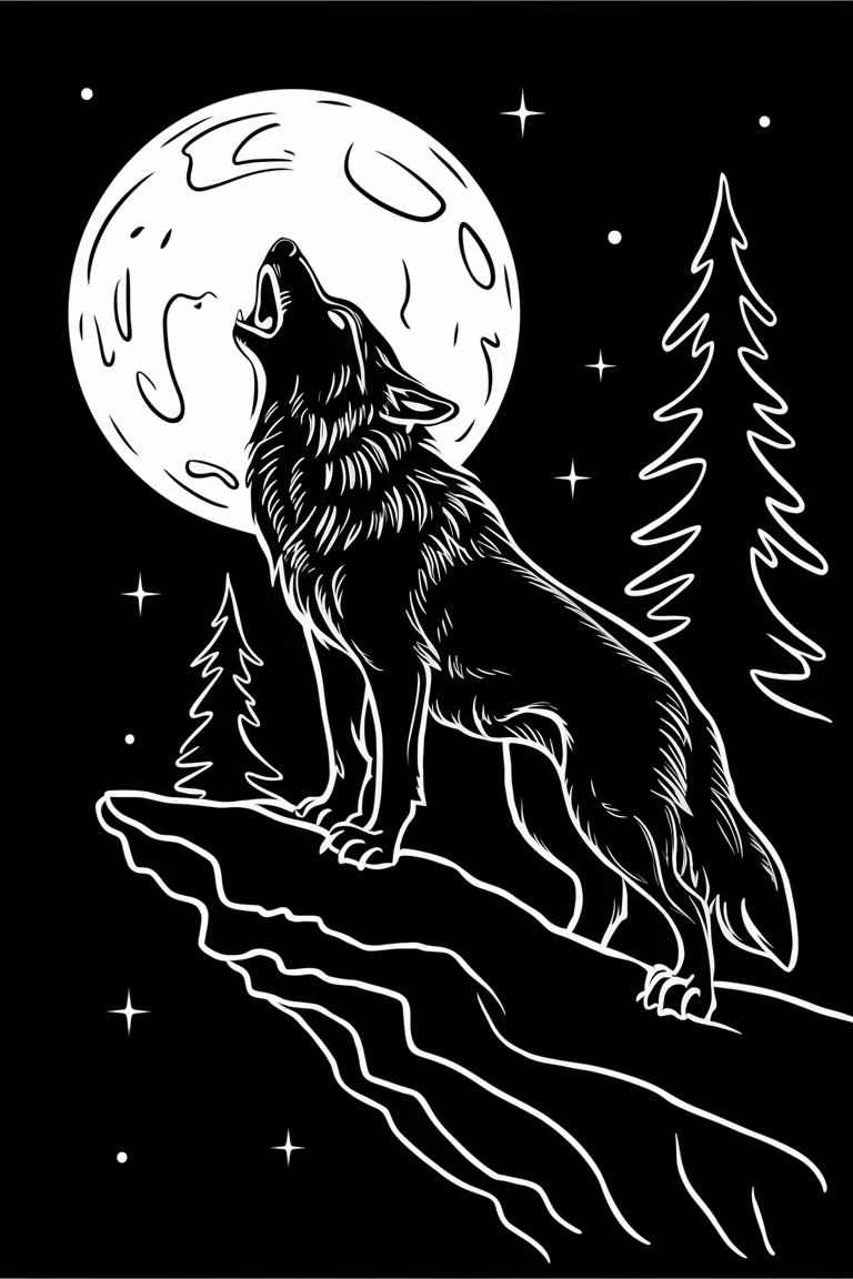 wolf coloring pages easy