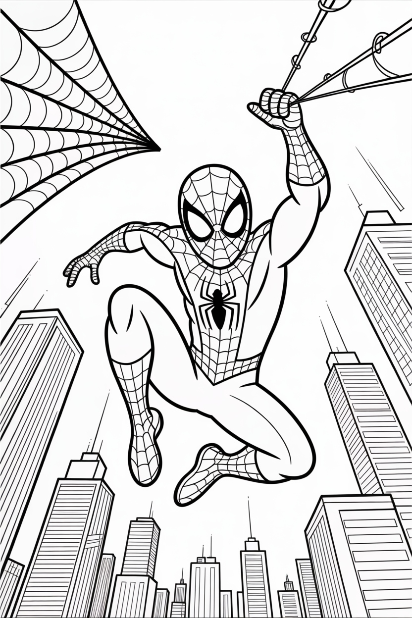 spiderman coloring pages easy