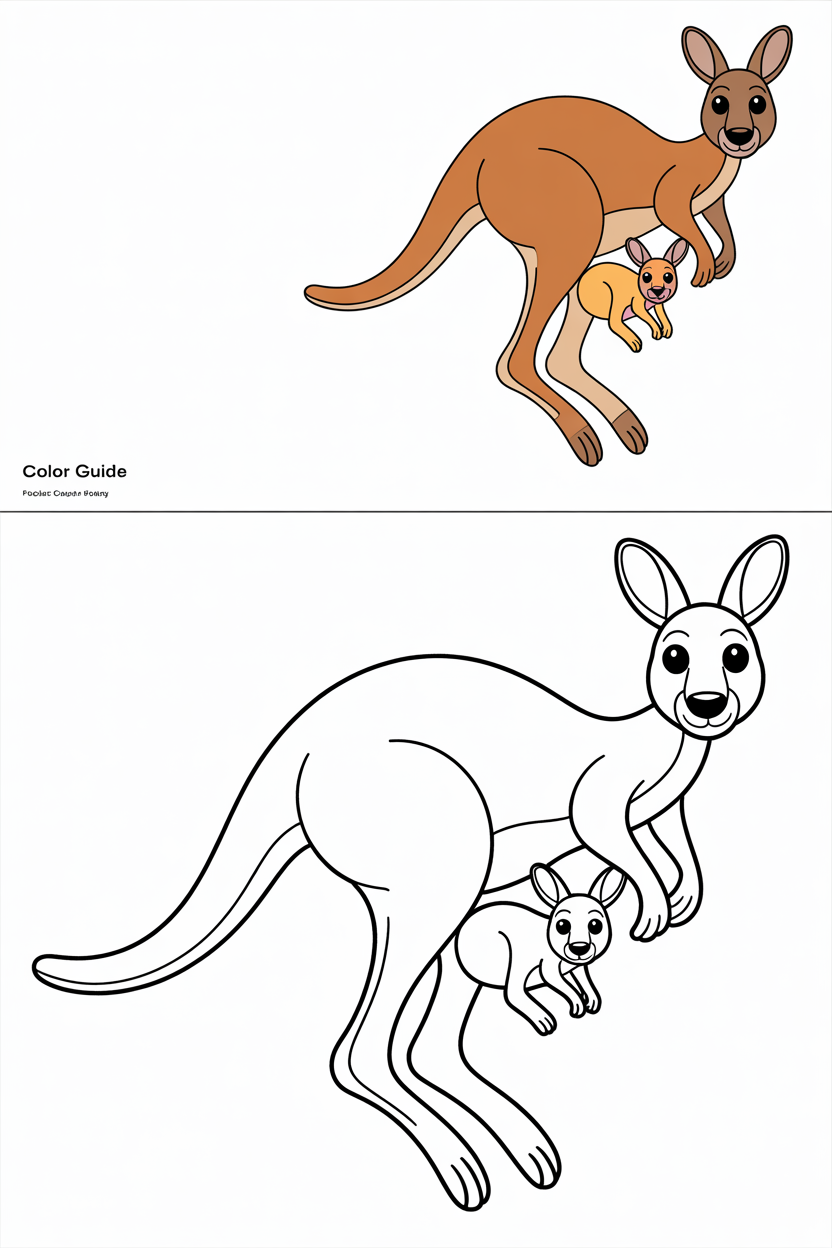 kangaroo colouring pages printable
