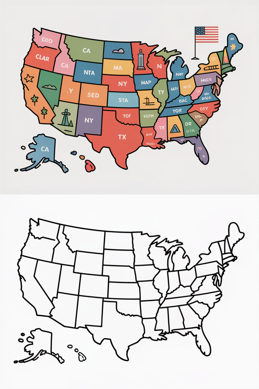 free United States coloring map