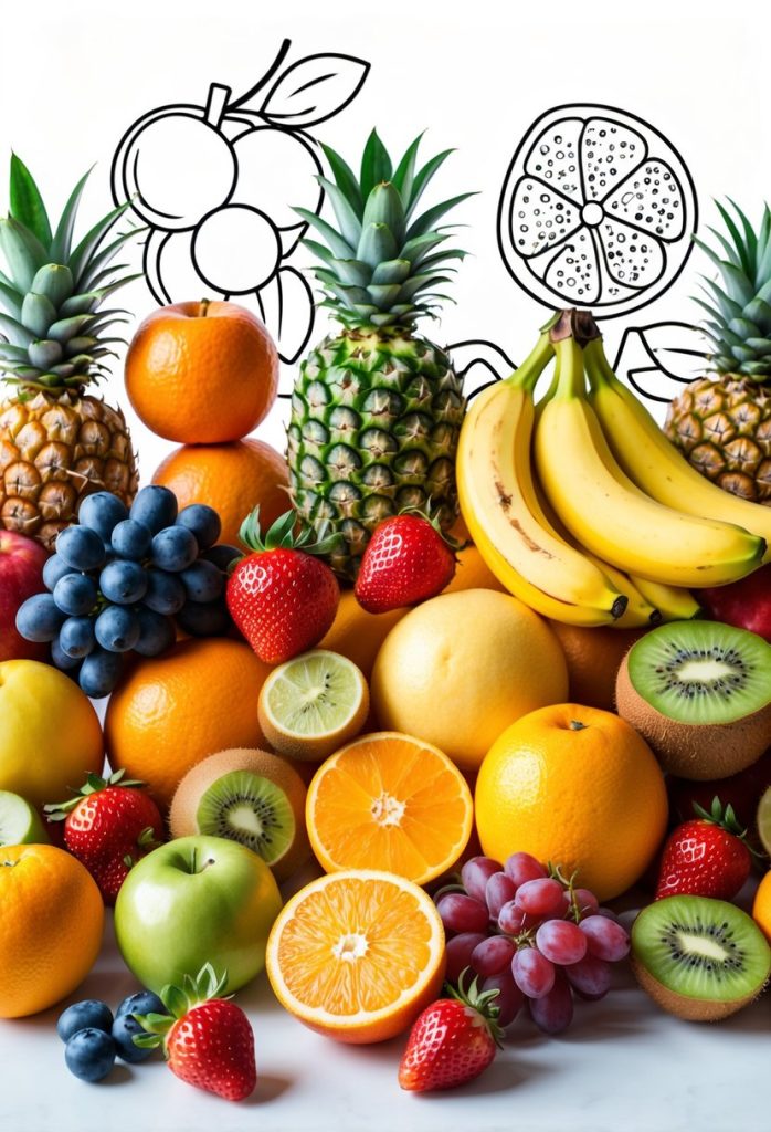 coloring fruits worksheets pdf