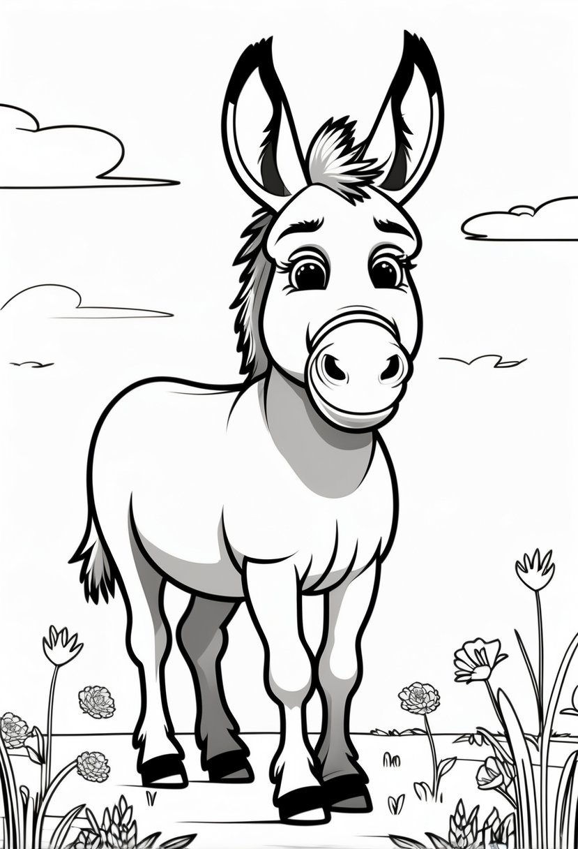 donkey coloring pages for adults