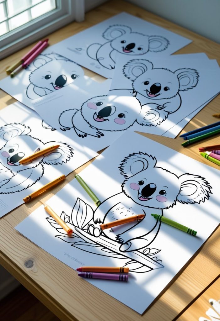 realistic koala coloring pages