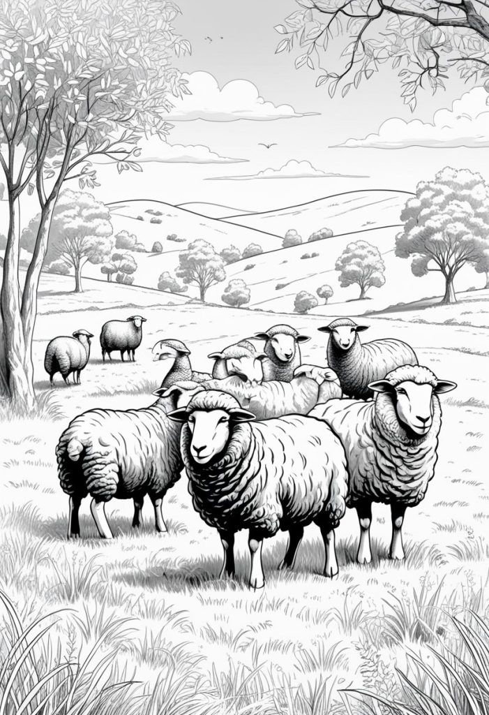 Sheep coloring pages for kids
