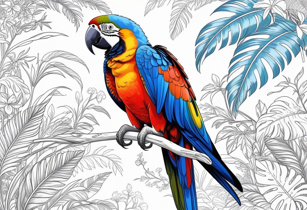 macaw bird coloring page