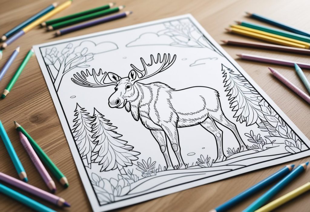 printable moose coloring page