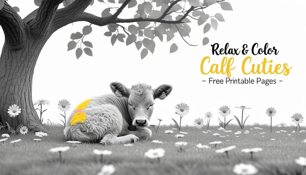 printable calf cow coloring page
