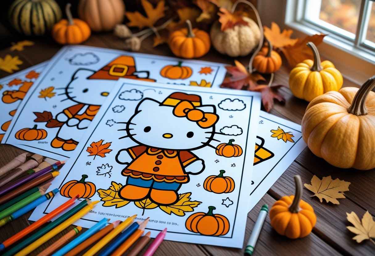 hello kitty thanksgiving coloring pages free