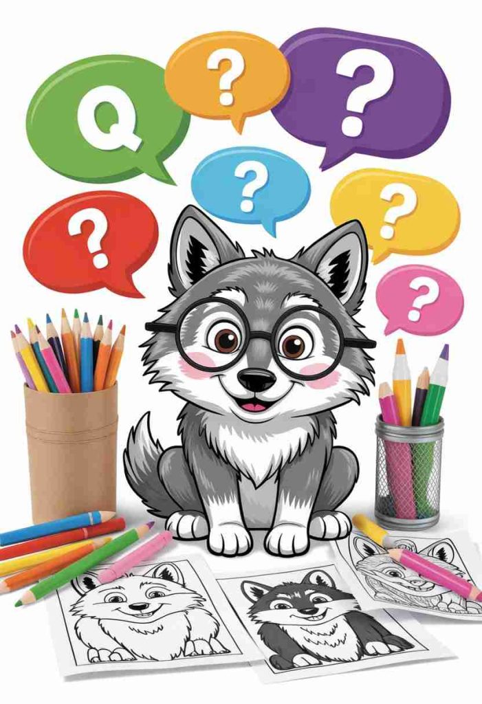 wolf coloring pages cute