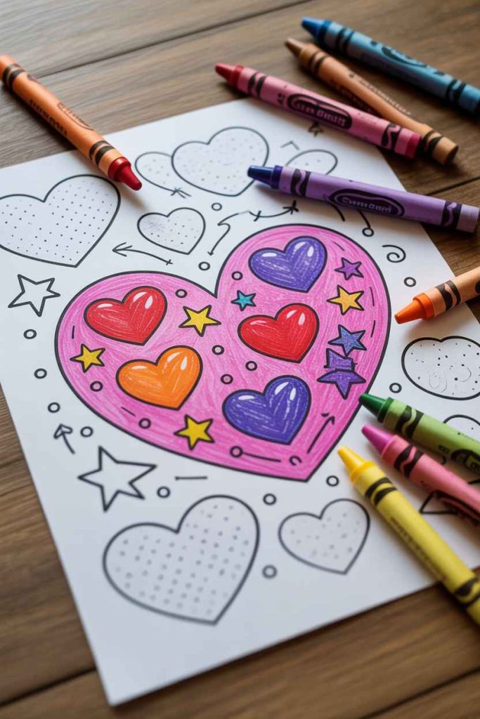 heart pictures to color easy